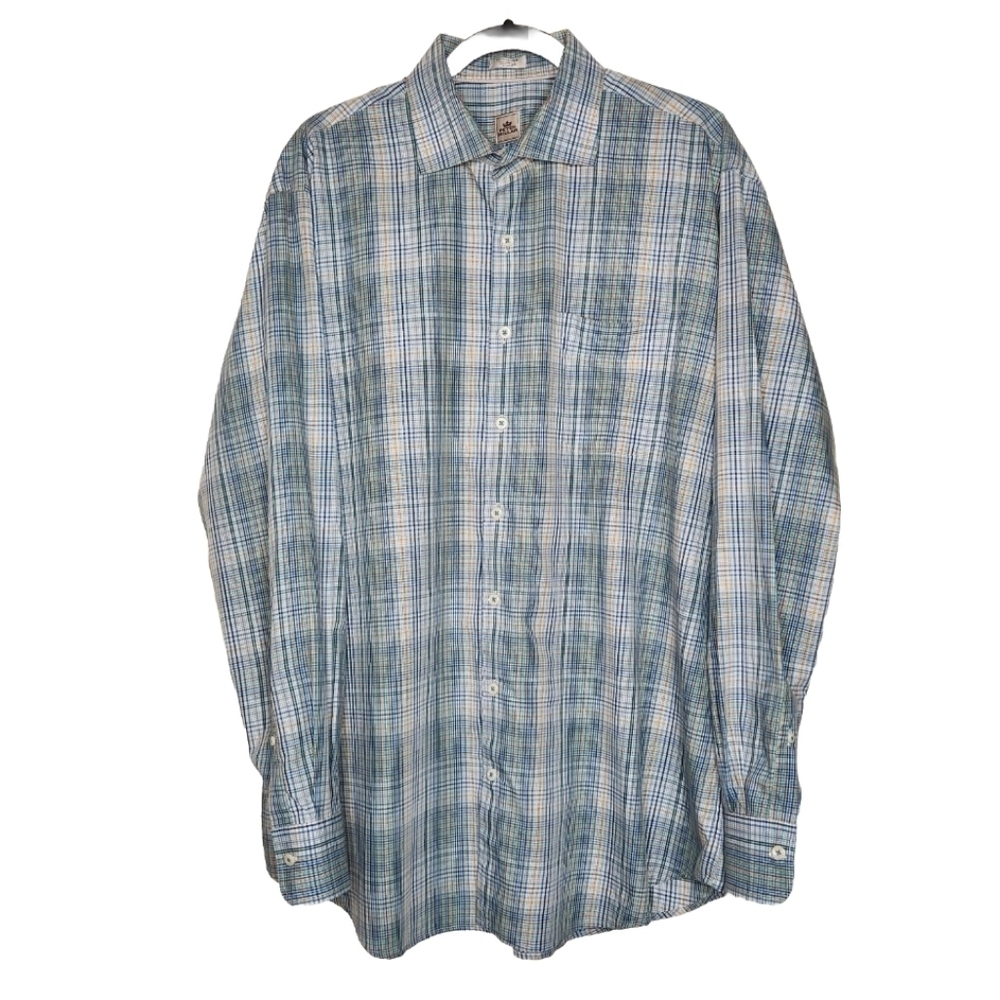 Peter Millar Crown Sport Shirt Mens XL Plaid Long Sleeve Button Up Cotton